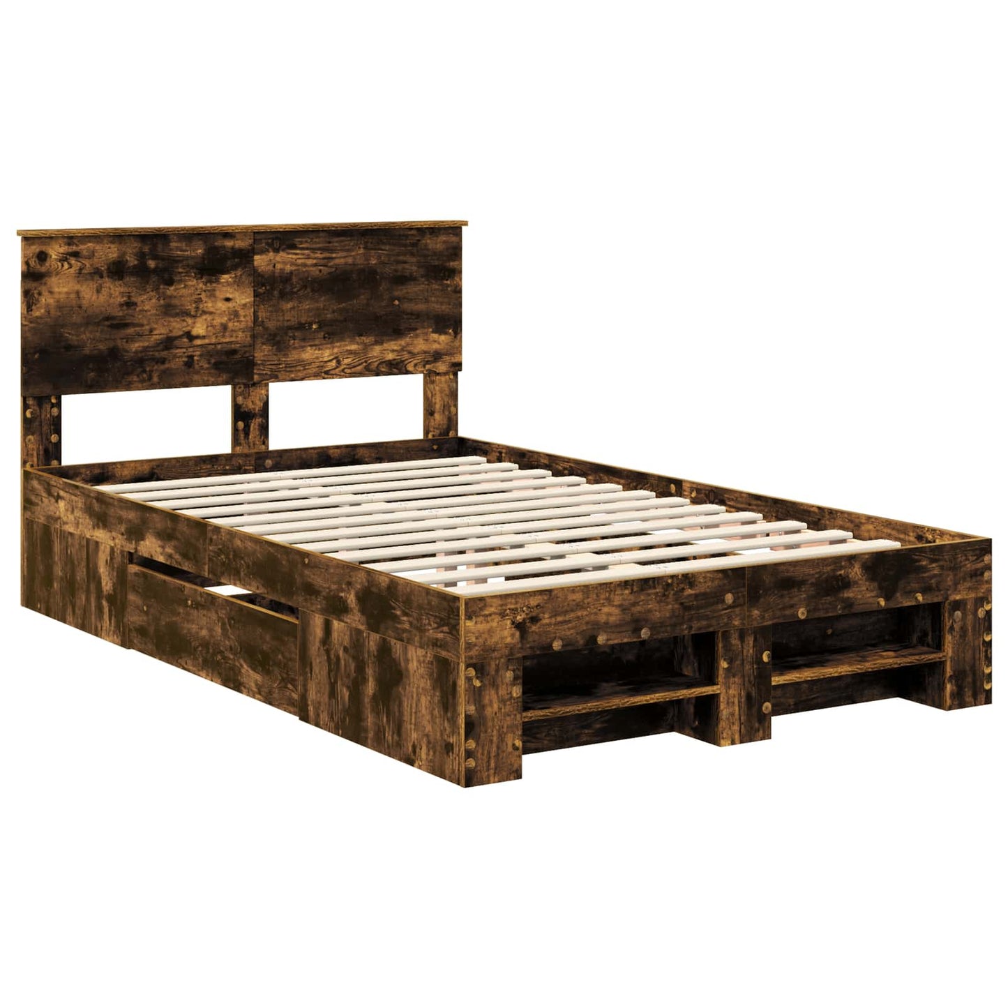 Bedframe met hoofdeinde Gerookt eiken 120 x 200 cm Bewerkt hout