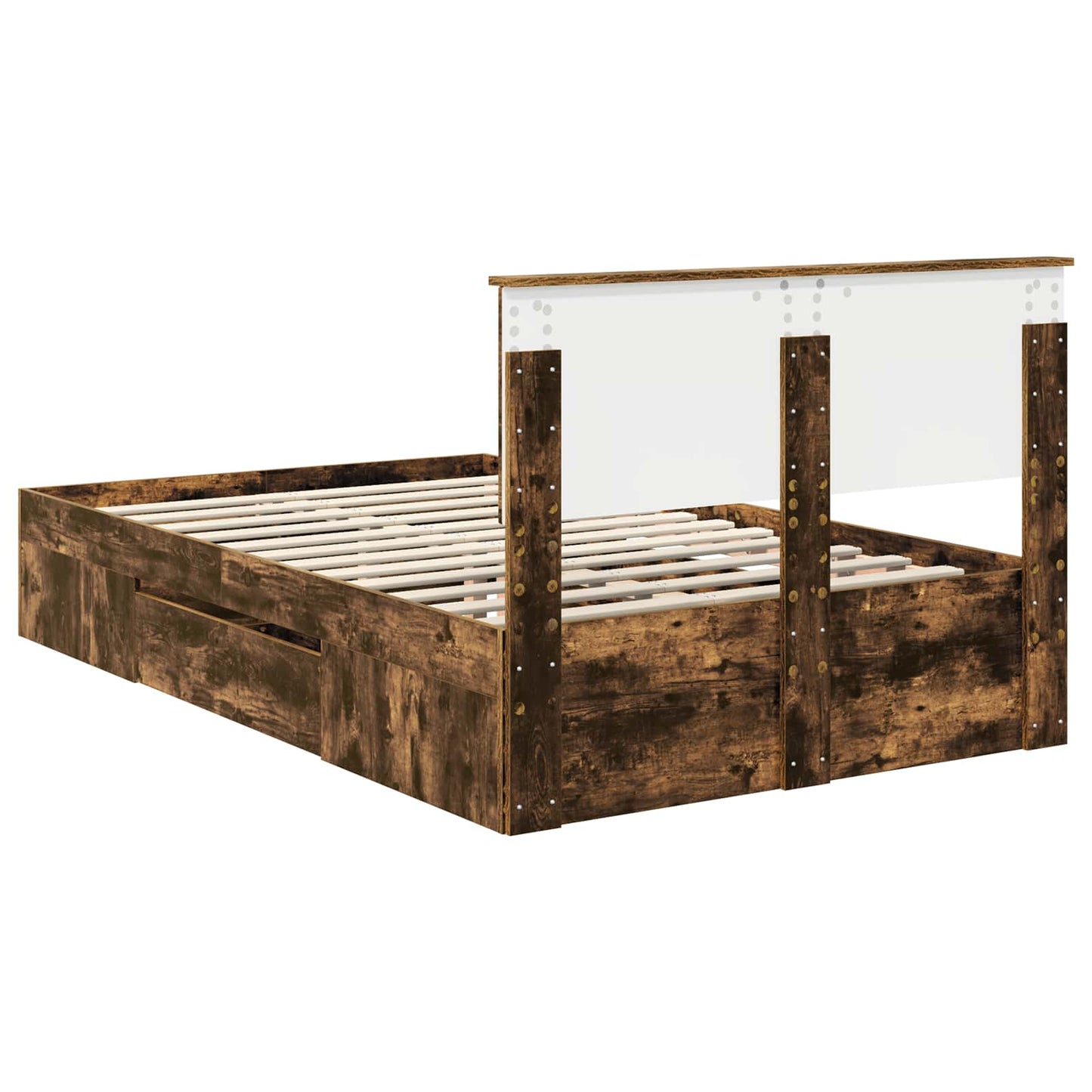 Bedframe met hoofdeinde Gerookt eiken 120 x 200 cm Bewerkt hout