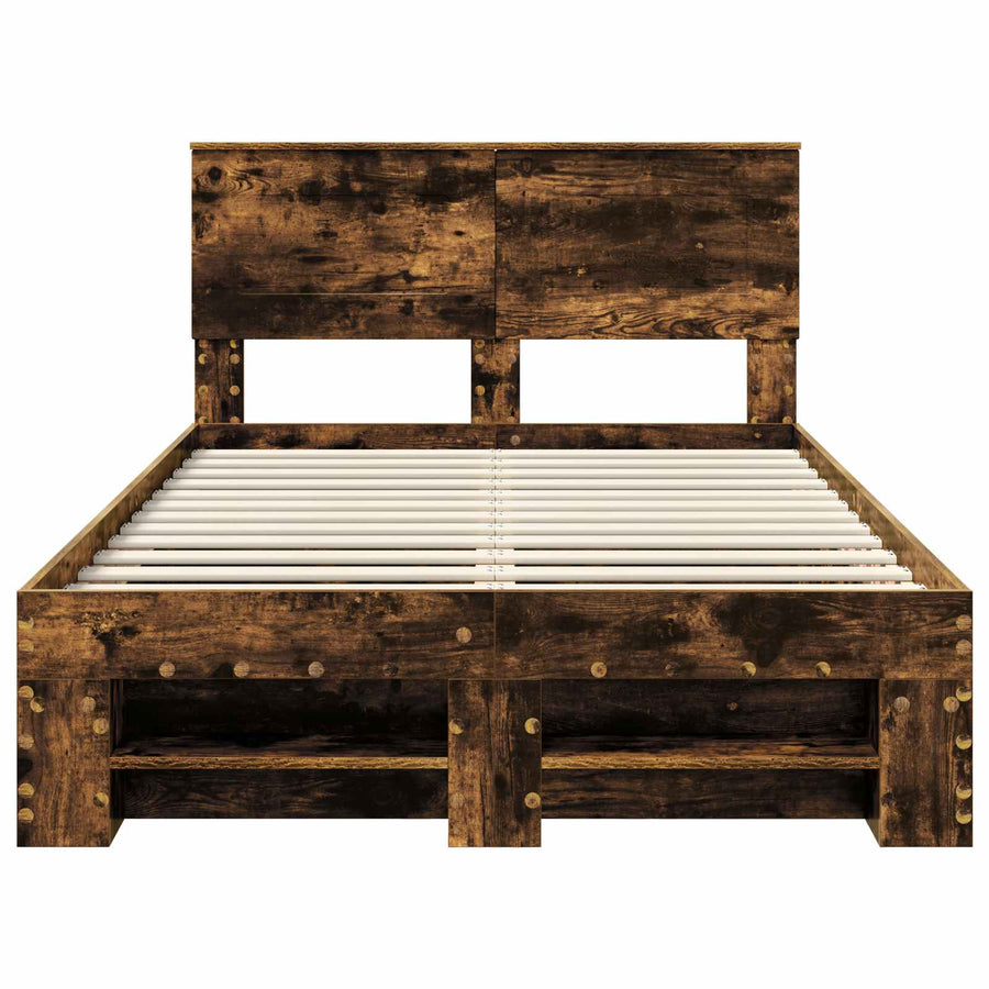 Bedframe met hoofdeinde Gerookt eiken 120 x 200 cm Bewerkt hout