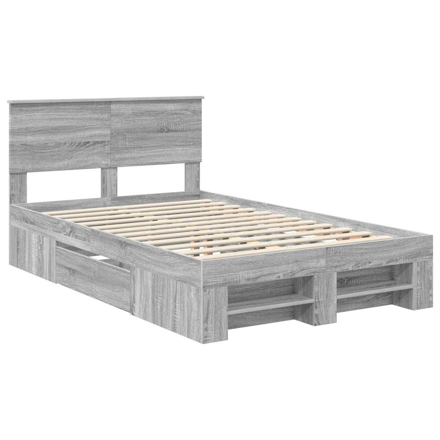 Bedframe met hoofdeinde Grijs Sonoma 120 x 200 cm Bewerkt hout