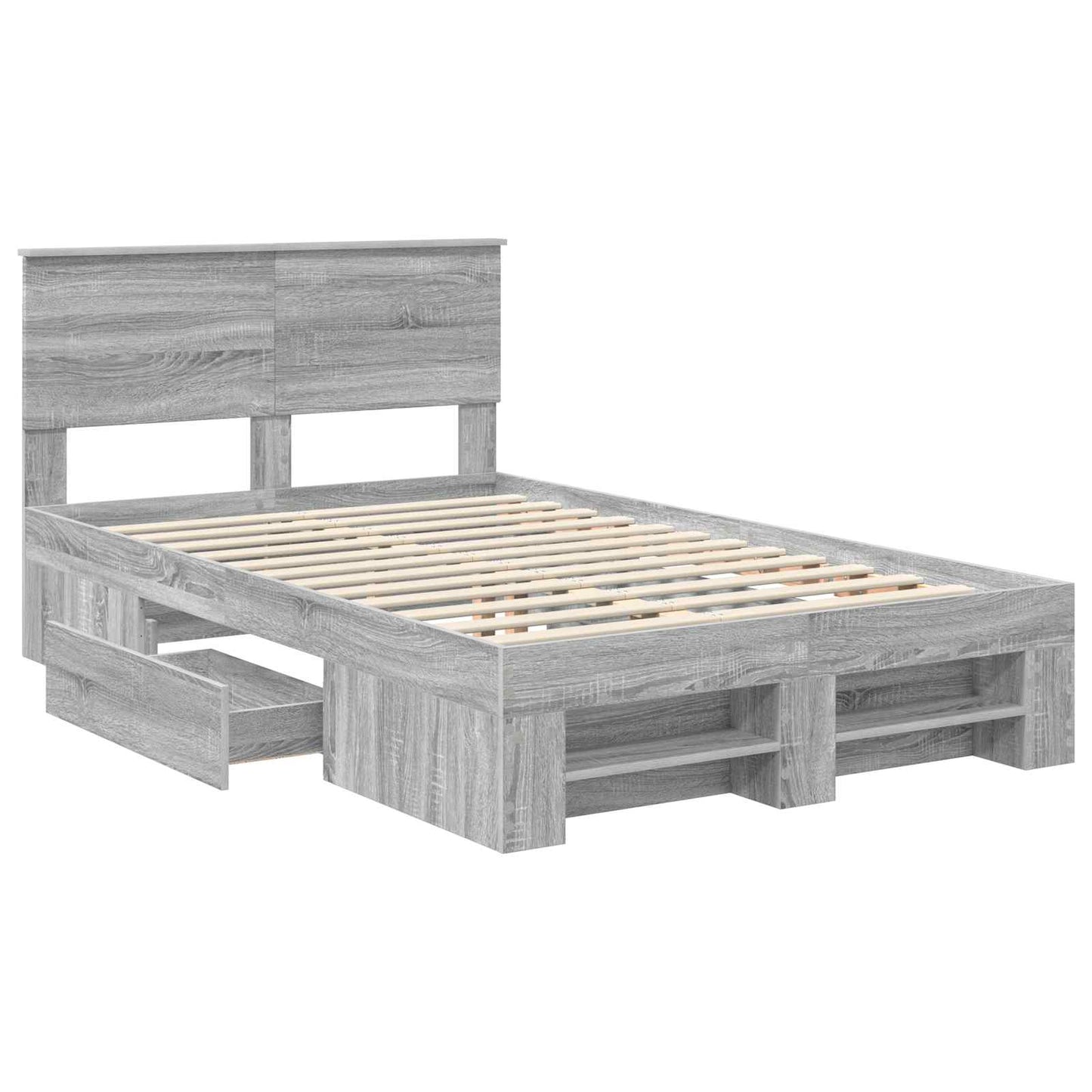 Bedframe met hoofdeinde Grijs Sonoma 120 x 200 cm Bewerkt hout