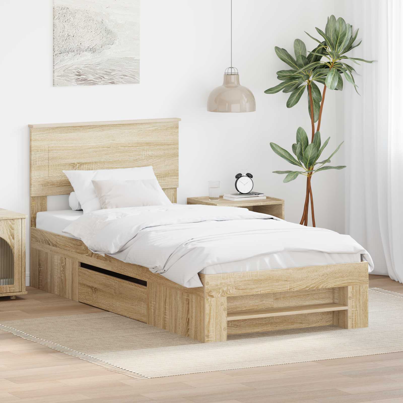 Bedframe met hoofdeinde Sonoma Eiken 100 x 200 m Bewerkt hout