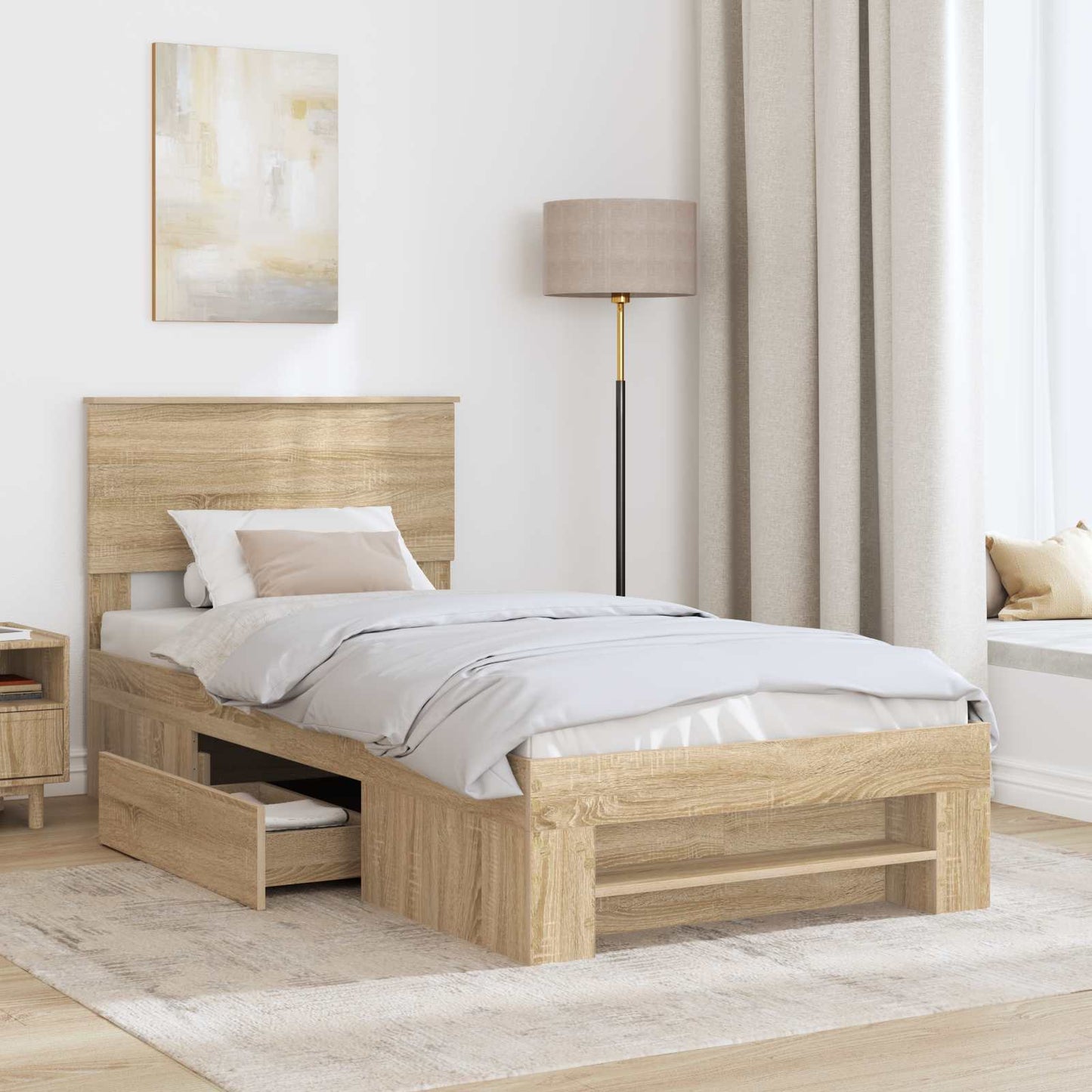 Bedframe met hoofdeinde Sonoma Eiken 100 x 200 m Bewerkt hout