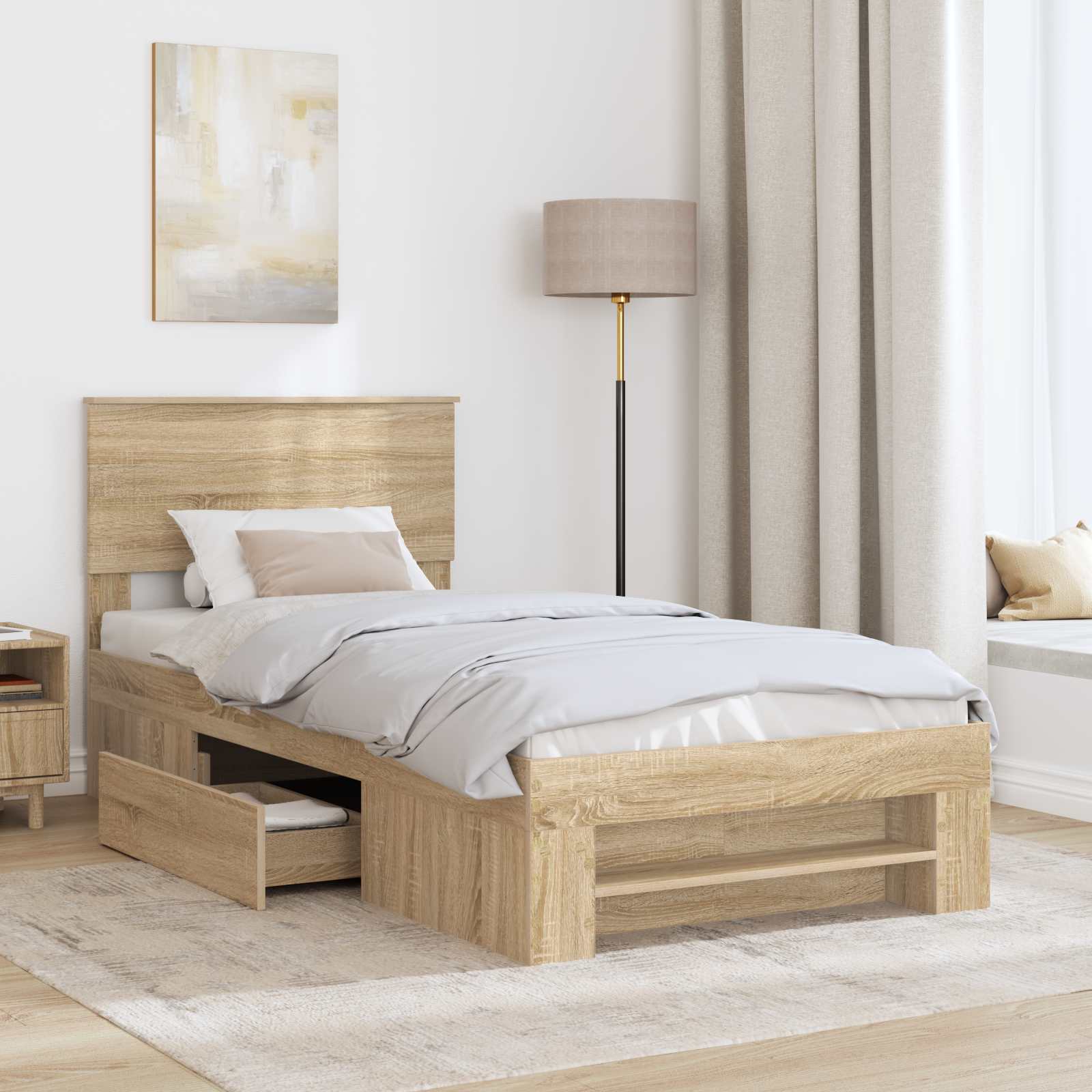 Bedframe met hoofdeinde Sonoma Eiken 100 x 200 m Bewerkt hout
