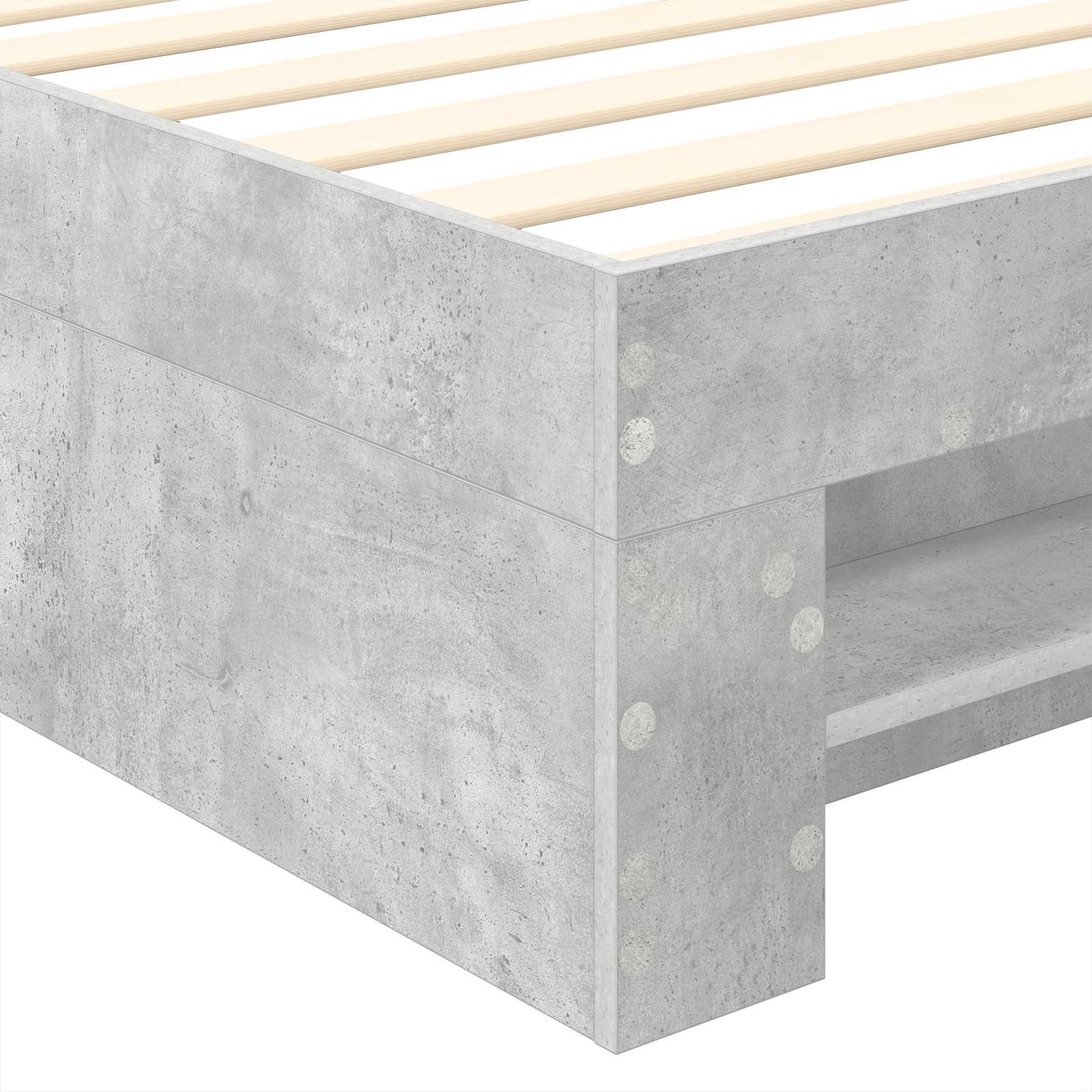 Bedframe met hoofdeinde Beton Grijs 100 x 200 m Bewerkt hout