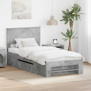 Bedframe 100x200 cm beton grijs bewerkt hout