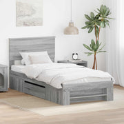 Bedframe 100x200 cm grijs bewerkt hout