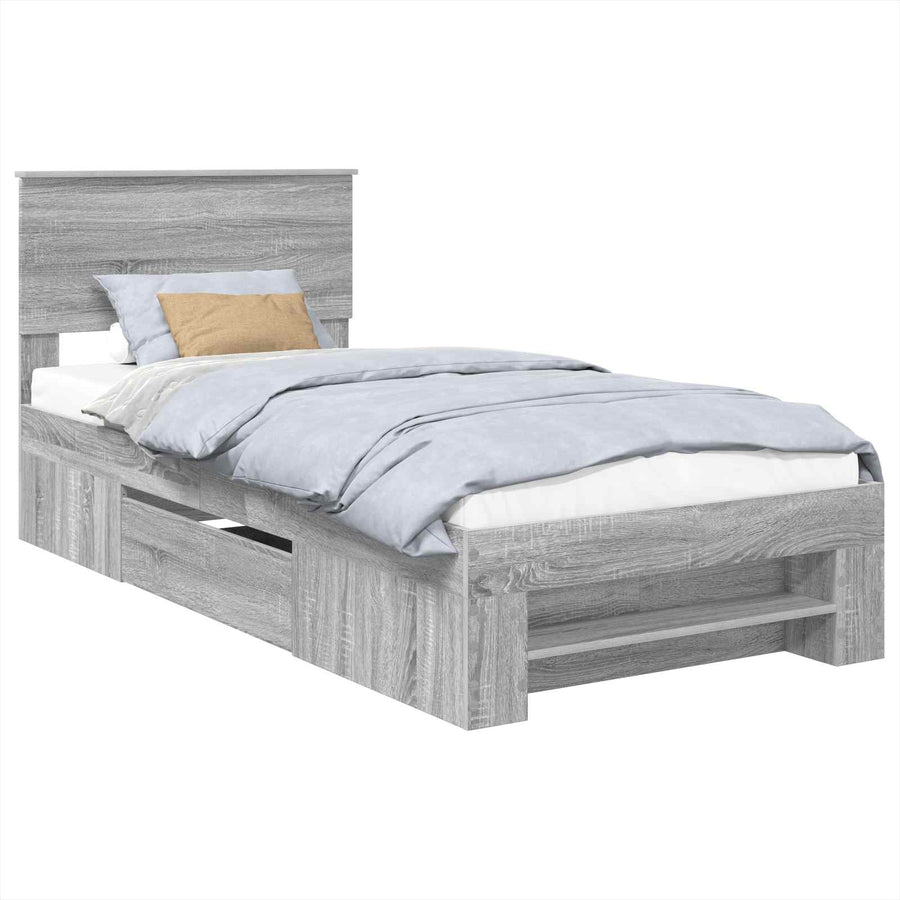 Bedframe met hoofdeinde Grijs Sonoma 100 x 200 m Bewerkt hout
