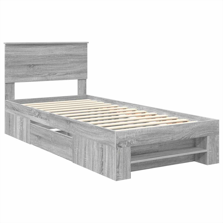 Bedframe met hoofdeinde Grijs Sonoma 100 x 200 m Bewerkt hout