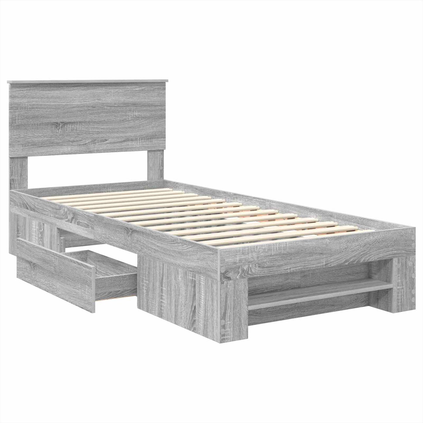 Bedframe met hoofdeinde Grijs Sonoma 100 x 200 m Bewerkt hout