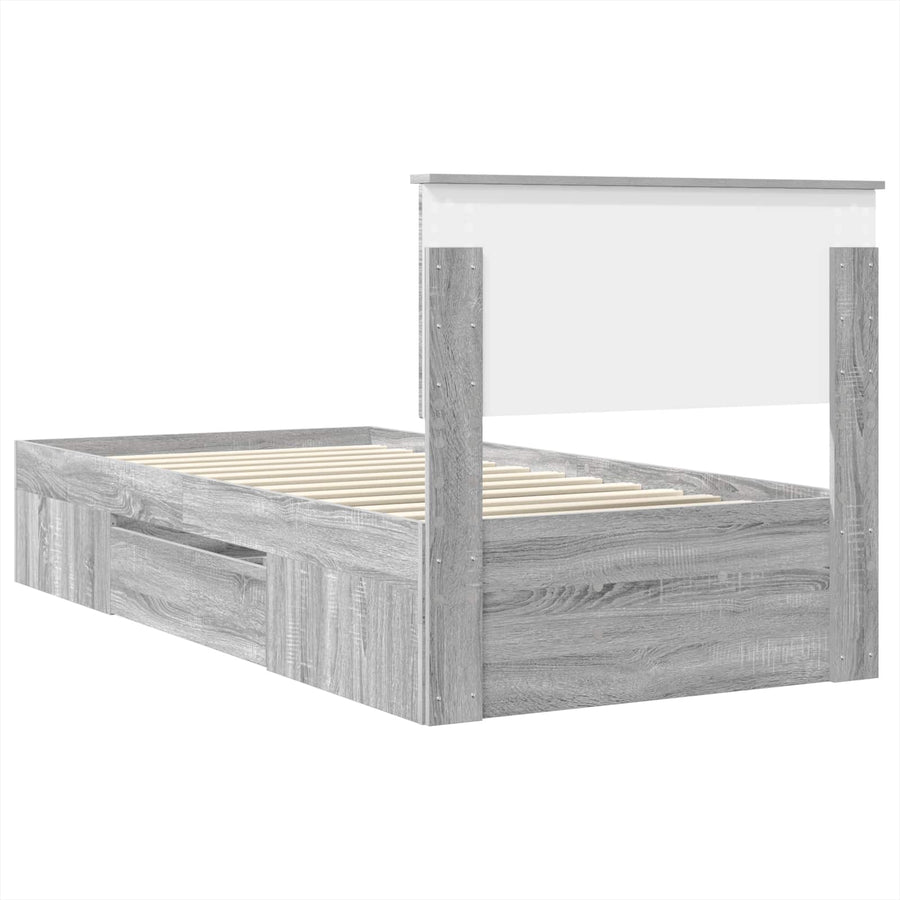 Bedframe met hoofdeinde Grijs Sonoma 100 x 200 m Bewerkt hout
