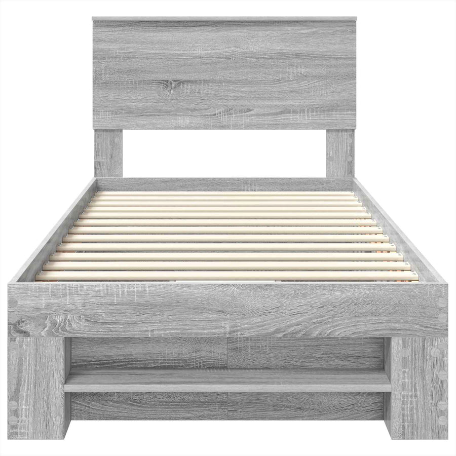 Bedframe met hoofdeinde Grijs Sonoma 100 x 200 m Bewerkt hout