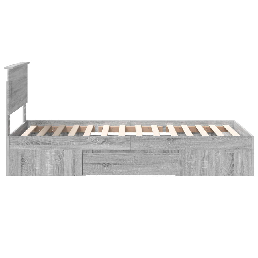 Bedframe met hoofdeinde Grijs Sonoma 100 x 200 m Bewerkt hout