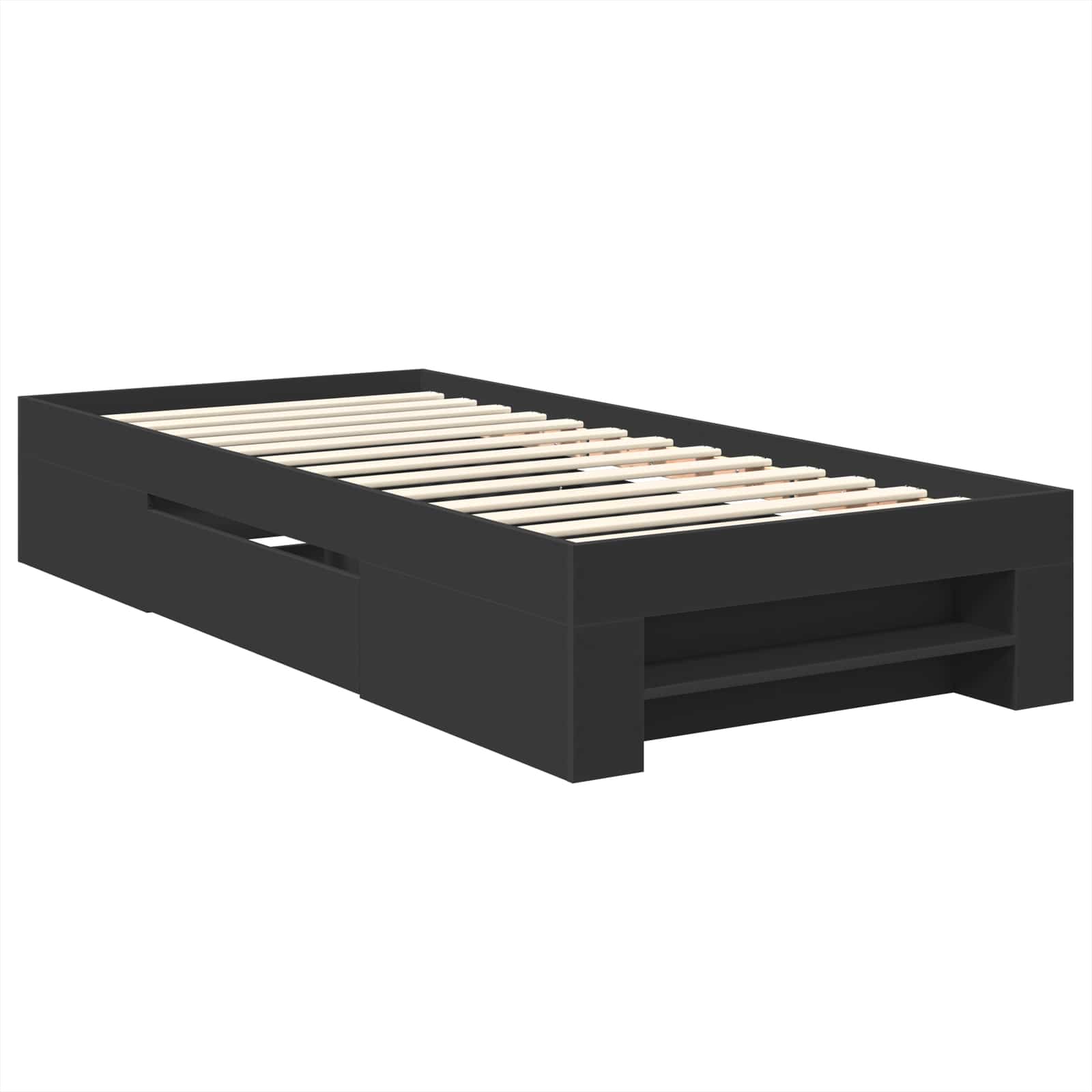 Bedframe met hoofdeinde Zwart 90 x 200 cm Bewerkt hout