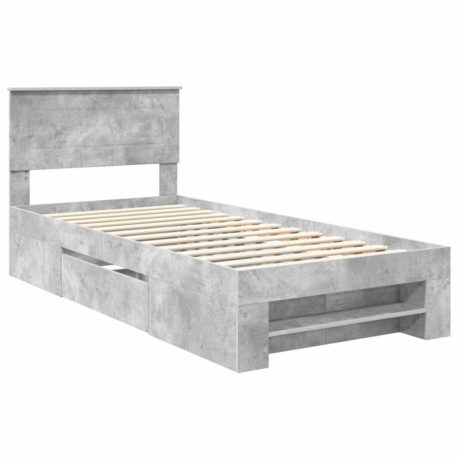 Bedframe met hoofdeinde Beton Grijs 90 x 200 cm Bewerkt hout