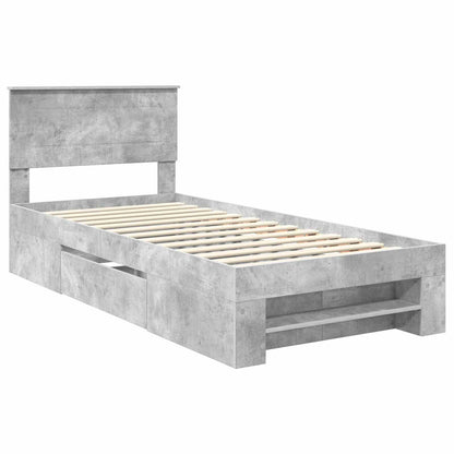 Bedframe met hoofdeinde Beton Grijs 90 x 200 cm Bewerkt hout