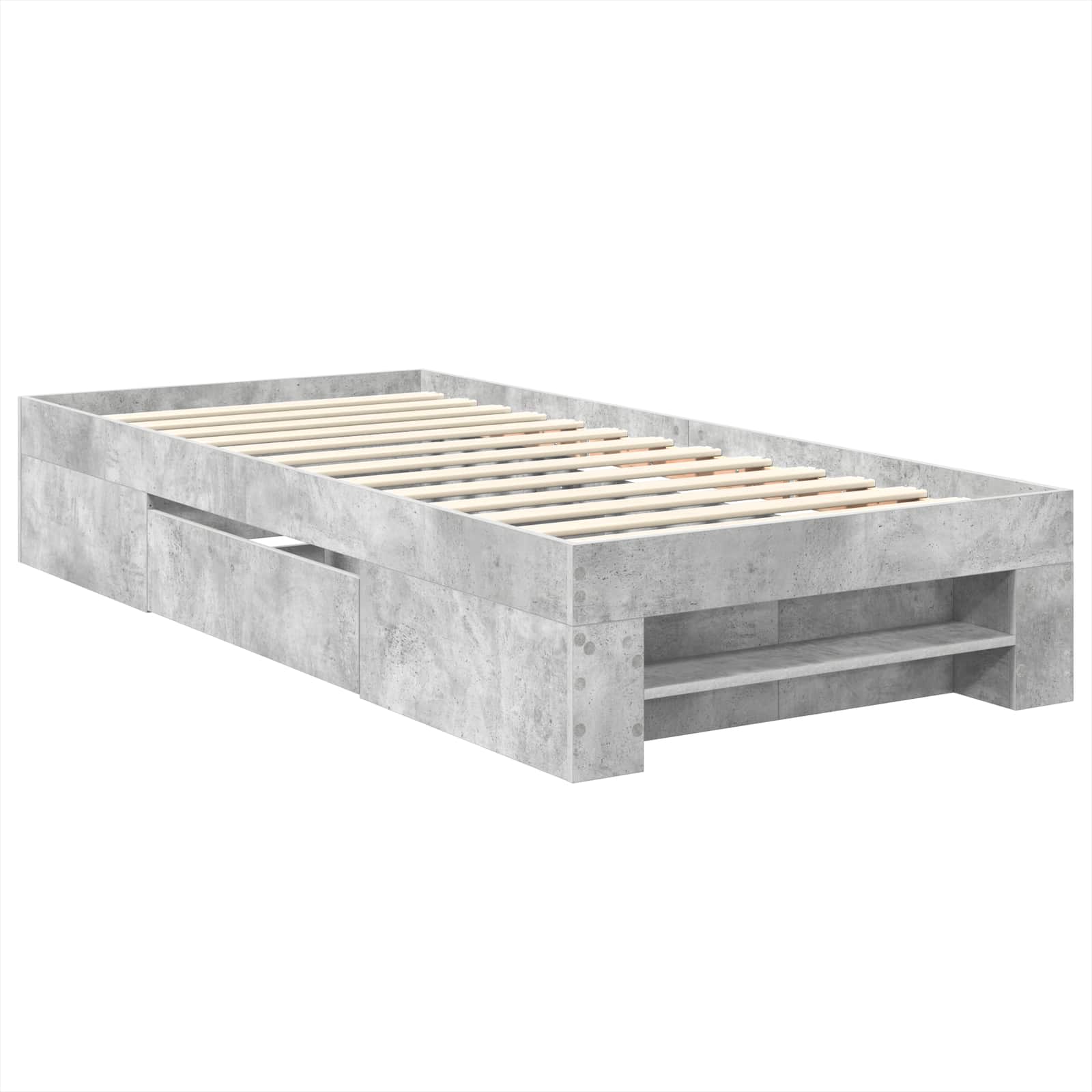 Bedframe met hoofdeinde Beton Grijs 90 x 200 cm Bewerkt hout