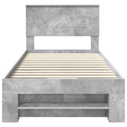 Bedframe met hoofdeinde Beton Grijs 90 x 200 cm Bewerkt hout