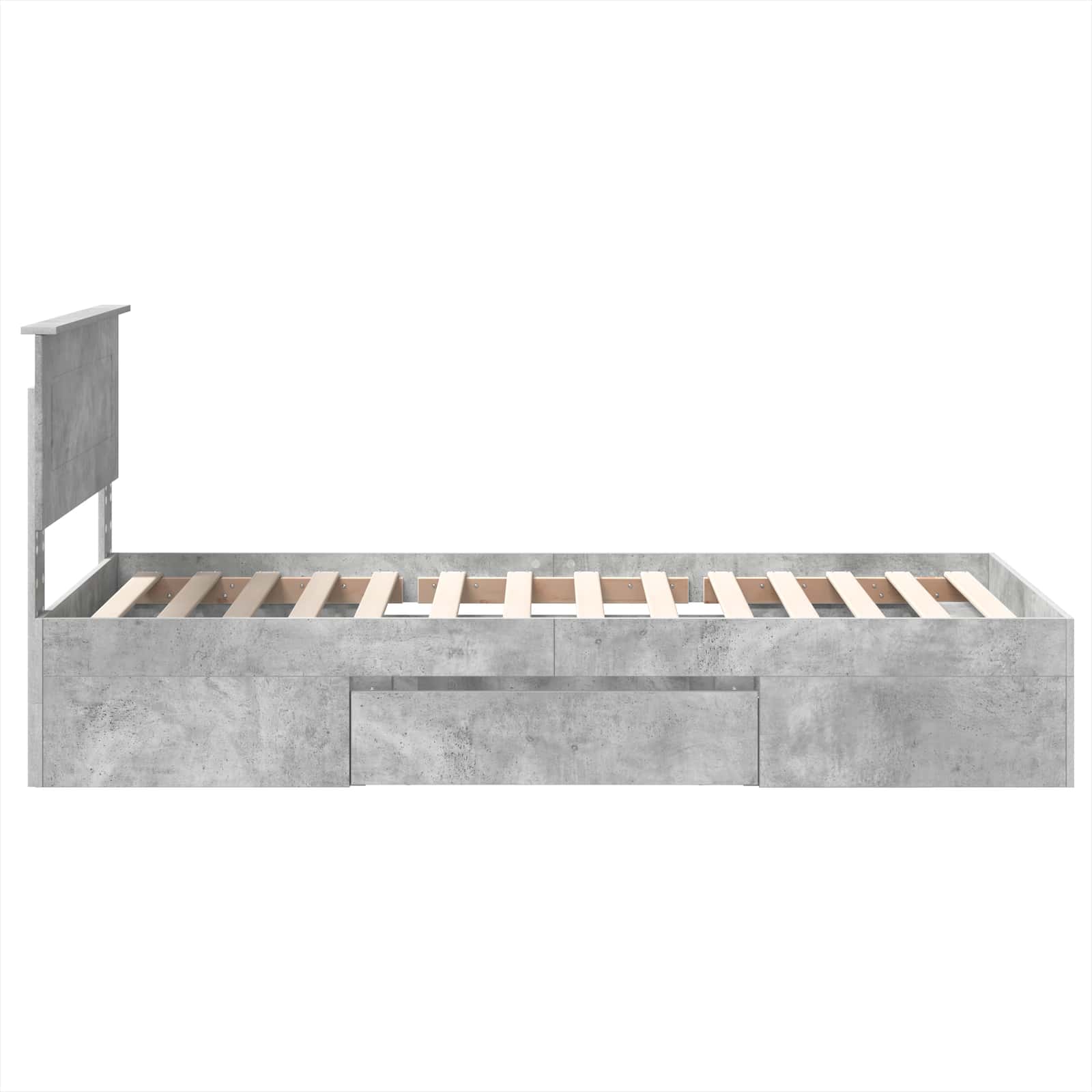 Bedframe met hoofdeinde Beton Grijs 90 x 200 cm Bewerkt hout