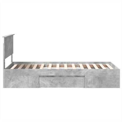 Bedframe met hoofdeinde Beton Grijs 90 x 200 cm Bewerkt hout