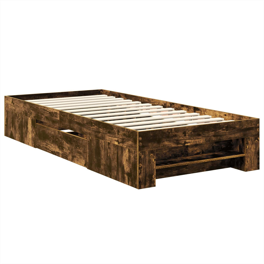 Bedframe met hoofdeinde Gerookt eiken 90 x 200 cm Bewerkt hout