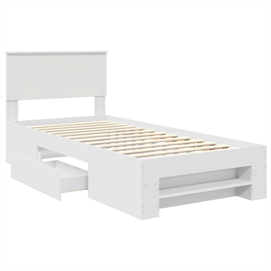 Bedframe met hoofdeinde Wit 90 x 200 cm Bewerkt hout