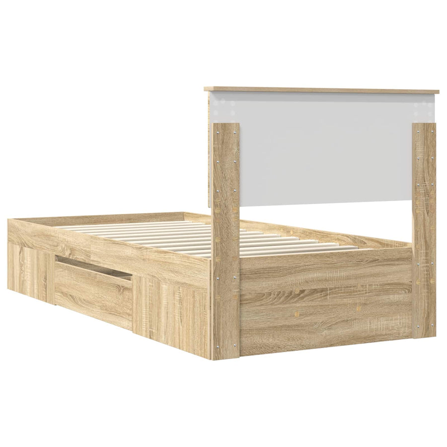 Bedframe met hoofdeinde Sonoma Eiken 90 x 200 cm Bewerkt hout
