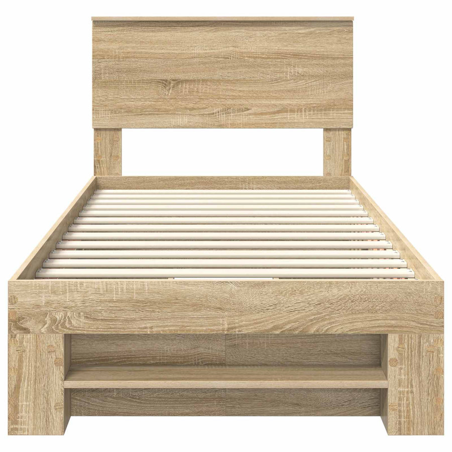 Bedframe met hoofdeinde Sonoma Eiken 90 x 200 cm Bewerkt hout