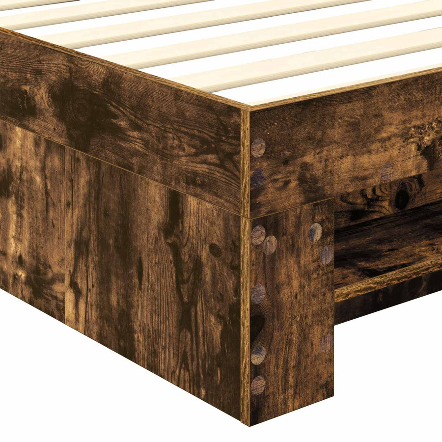 Bedframe met hoofdeinde Gerookt eiken 90 x 200 cm Bewerkt hout