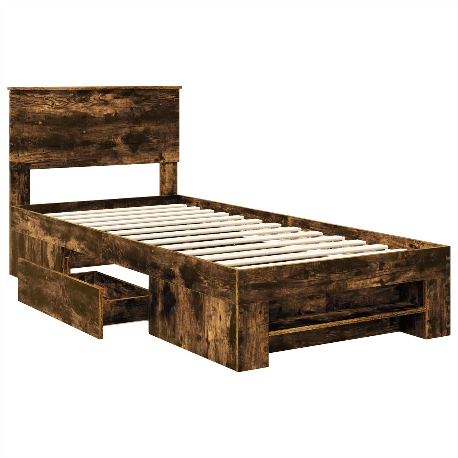 Bedframe met hoofdeinde Gerookt eiken 90 x 200 cm Bewerkt hout