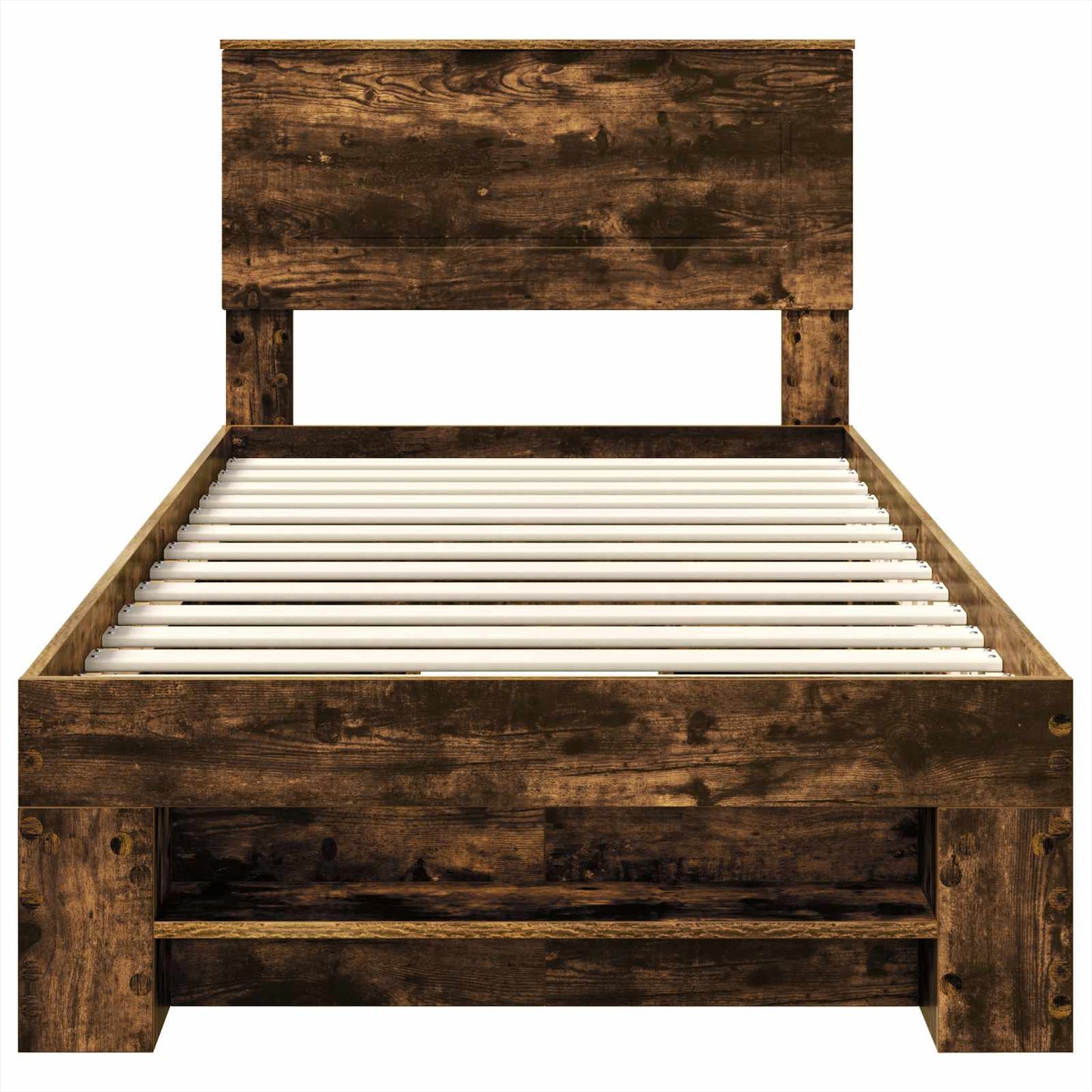 Bedframe met hoofdeinde Gerookt eiken 90 x 200 cm Bewerkt hout