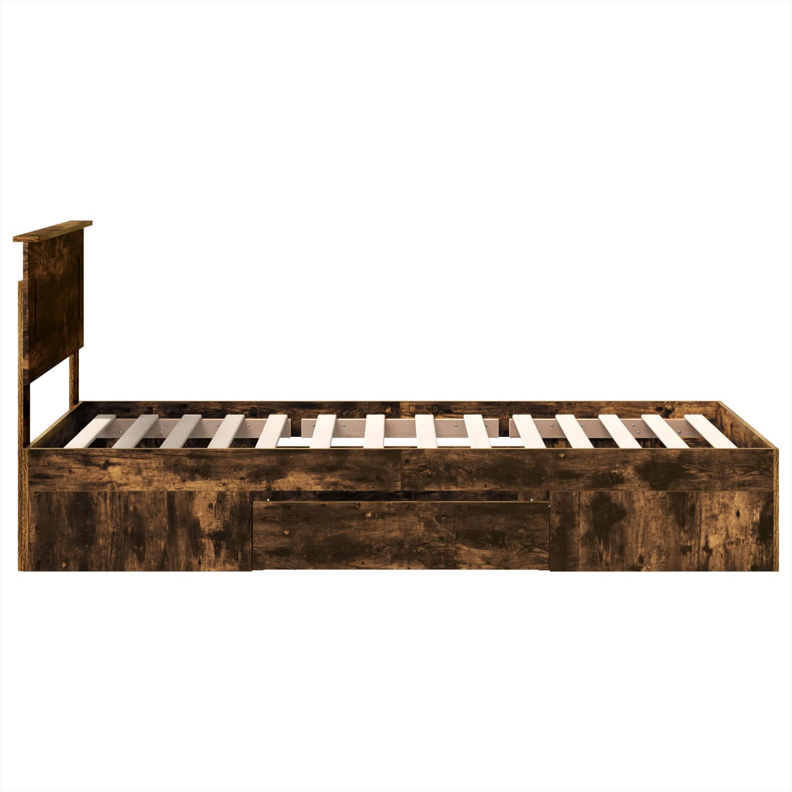 Bedframe met hoofdeinde Gerookt eiken 90 x 200 cm Bewerkt hout