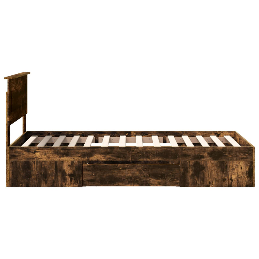 Bedframe met hoofdeinde Gerookt eiken 90 x 200 cm Bewerkt hout