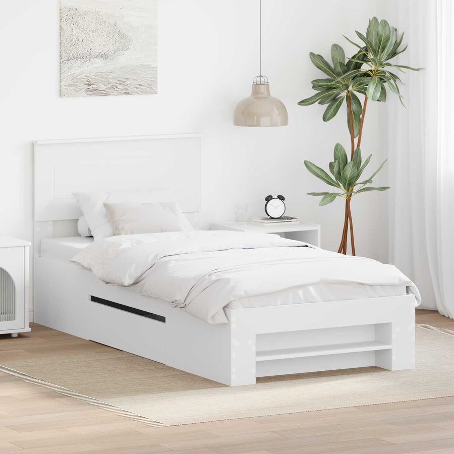 Bedframe met hoofdeinde Wit 80 x 200 cm Bewerkt hout