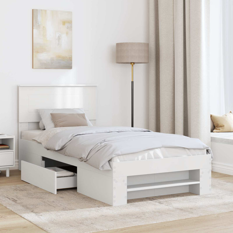 Bedframe met hoofdeinde Wit 80 x 200 cm Bewerkt hout