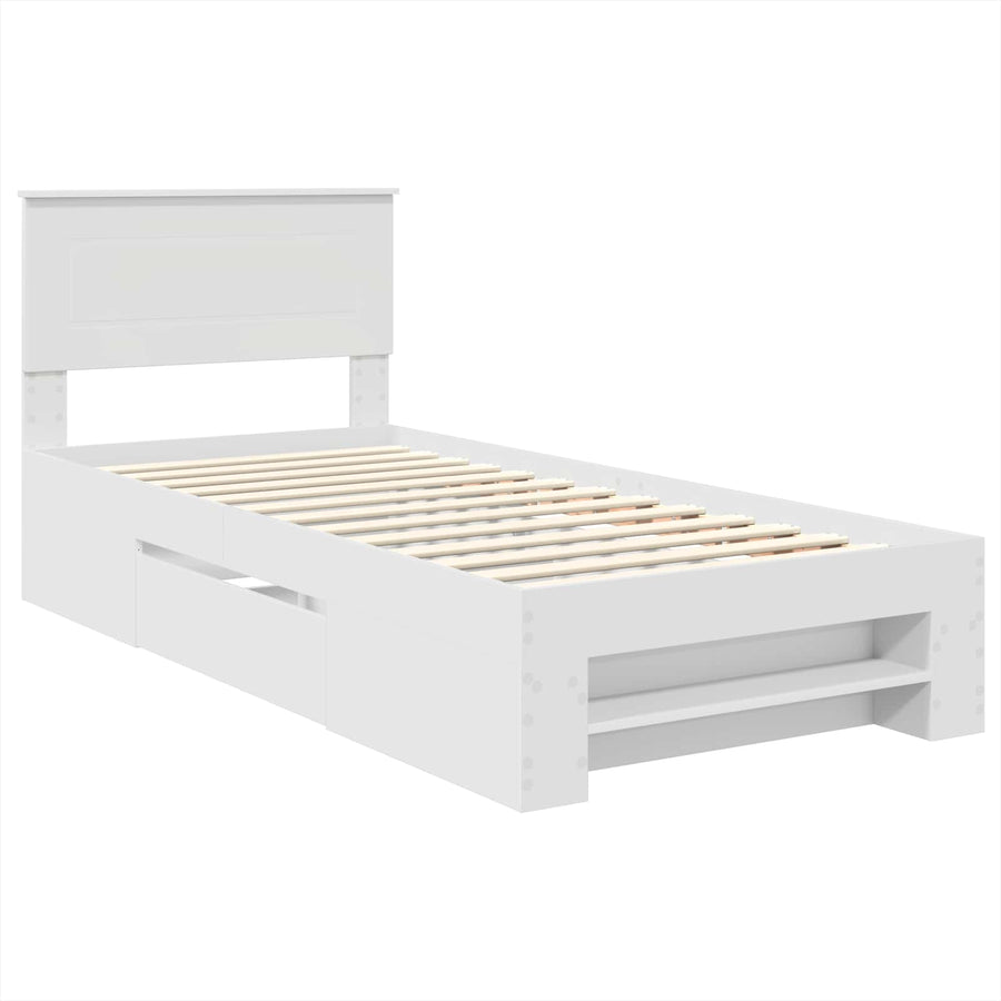Bedframe met hoofdeinde Wit 80 x 200 cm Bewerkt hout