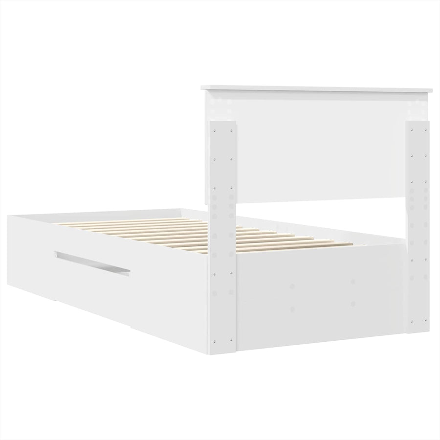 Bedframe met hoofdeinde Wit 80 x 200 cm Bewerkt hout