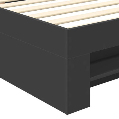 Bedframe met hoofdeinde Zwart 80 x 200 cm Bewerkt hout