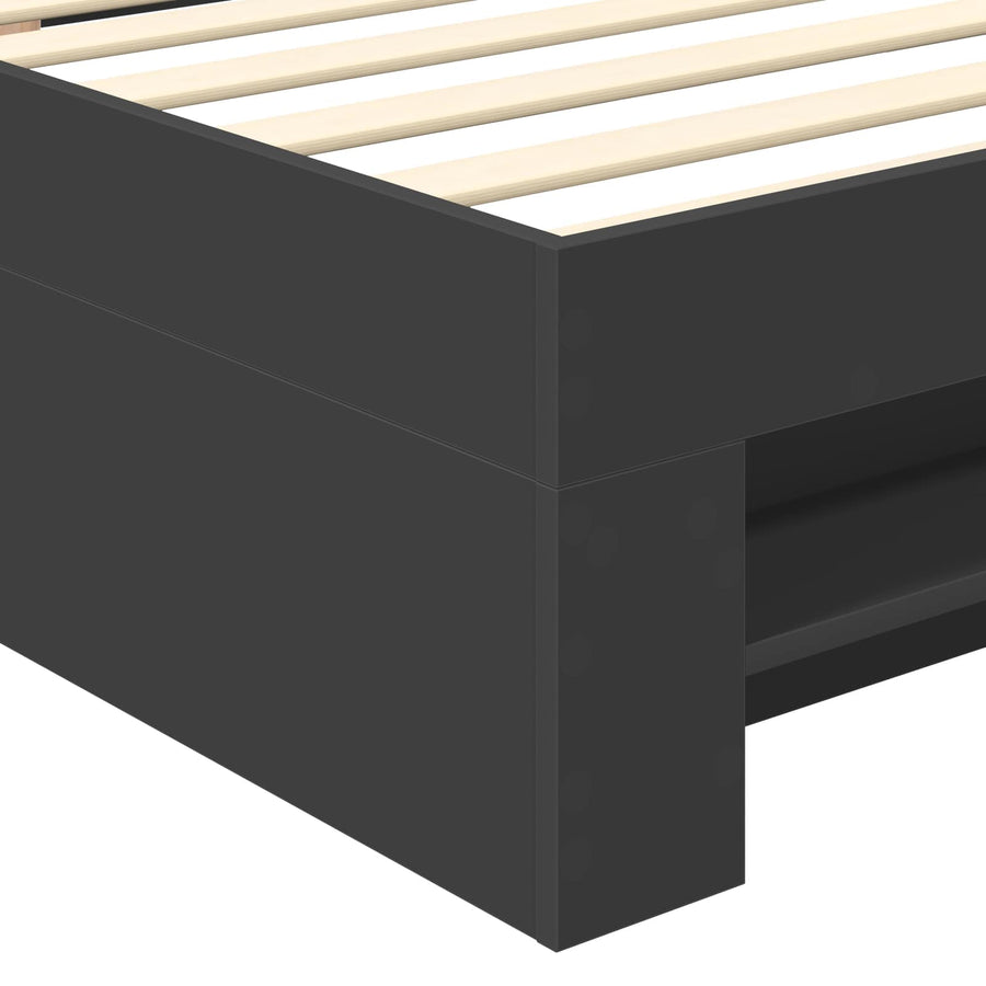 Bedframe met hoofdeinde Zwart 80 x 200 cm Bewerkt hout