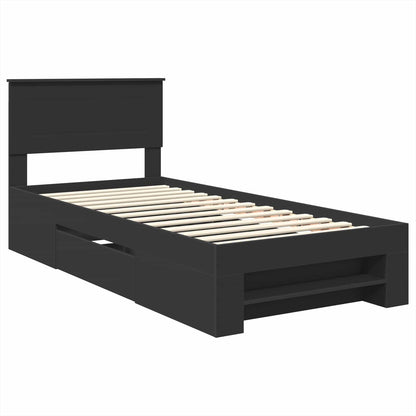 Bedframe met hoofdeinde Zwart 80 x 200 cm Bewerkt hout