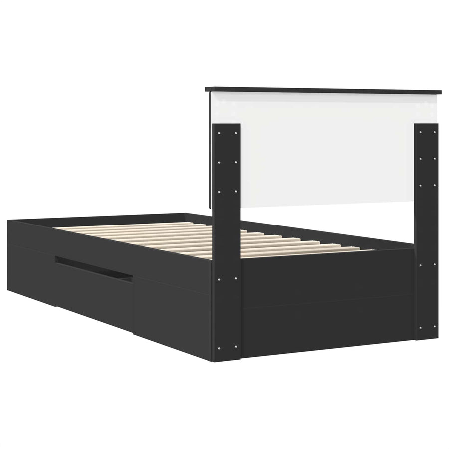 Bedframe met hoofdeinde Zwart 80 x 200 cm Bewerkt hout