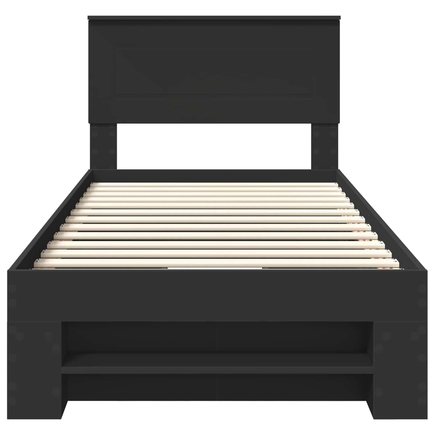 Bedframe met hoofdeinde Zwart 80 x 200 cm Bewerkt hout