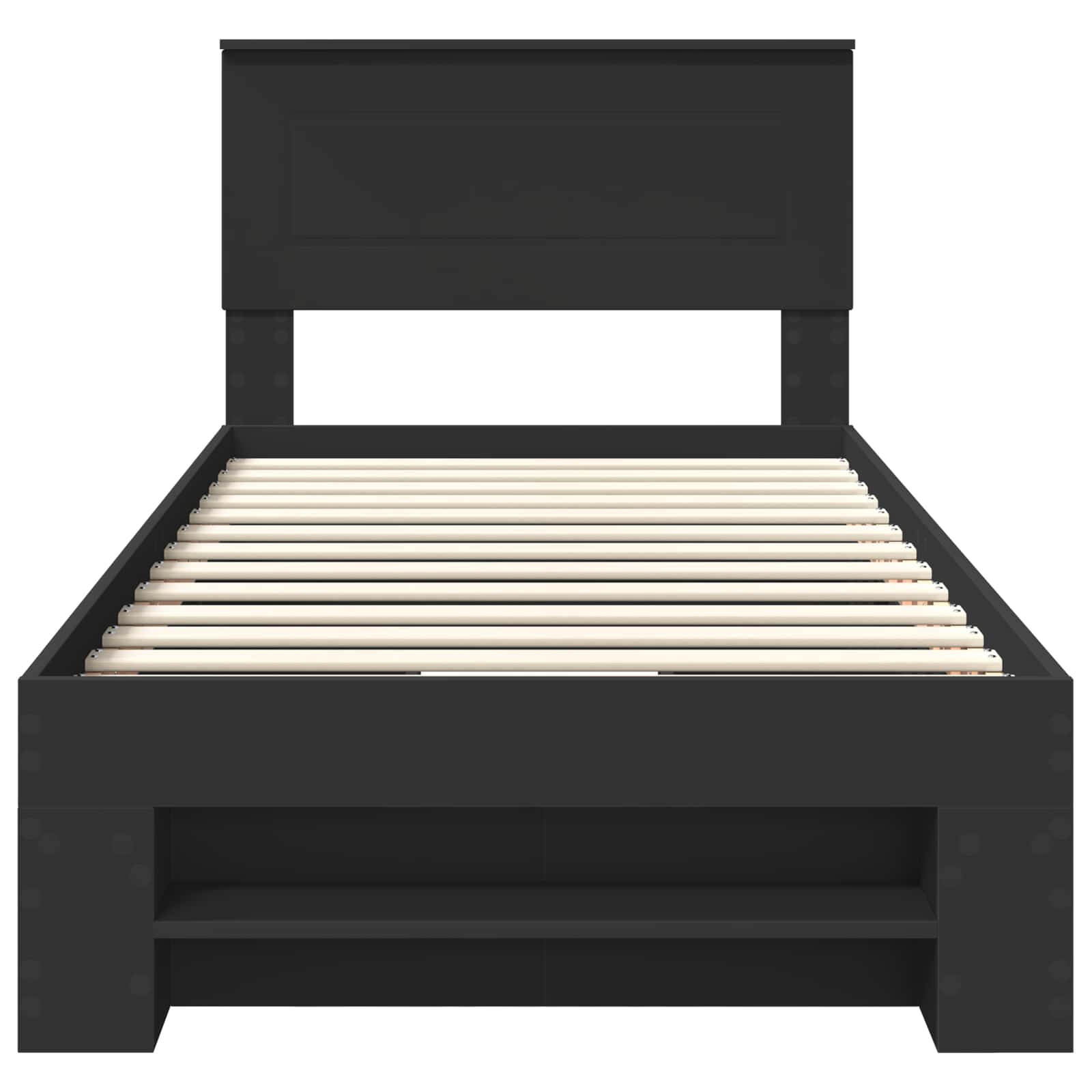 Bedframe met hoofdeinde Zwart 80 x 200 cm Bewerkt hout