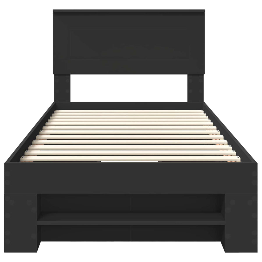 Bedframe met hoofdeinde Zwart 80 x 200 cm Bewerkt hout
