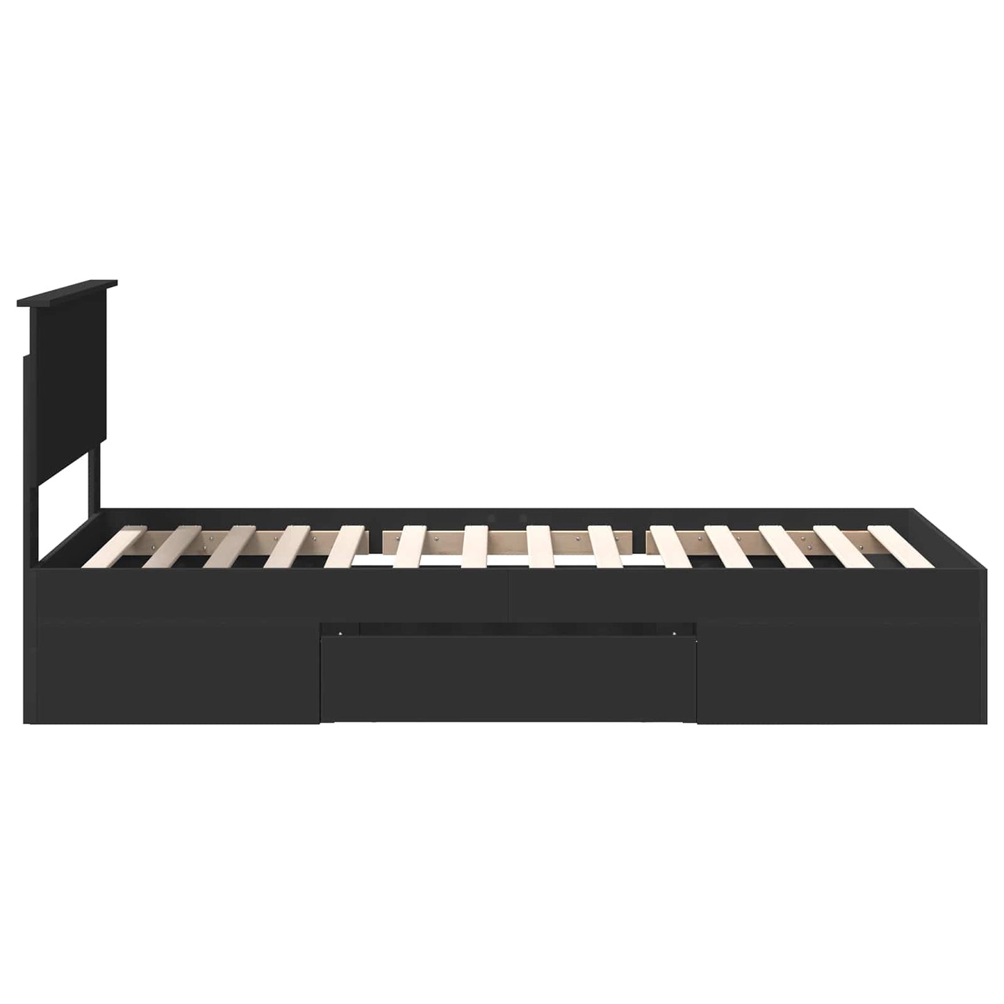 Bedframe met hoofdeinde Zwart 80 x 200 cm Bewerkt hout