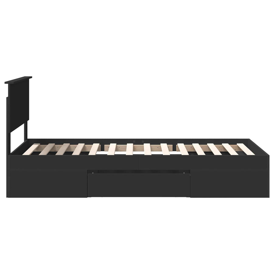 Bedframe met hoofdeinde Zwart 80 x 200 cm Bewerkt hout