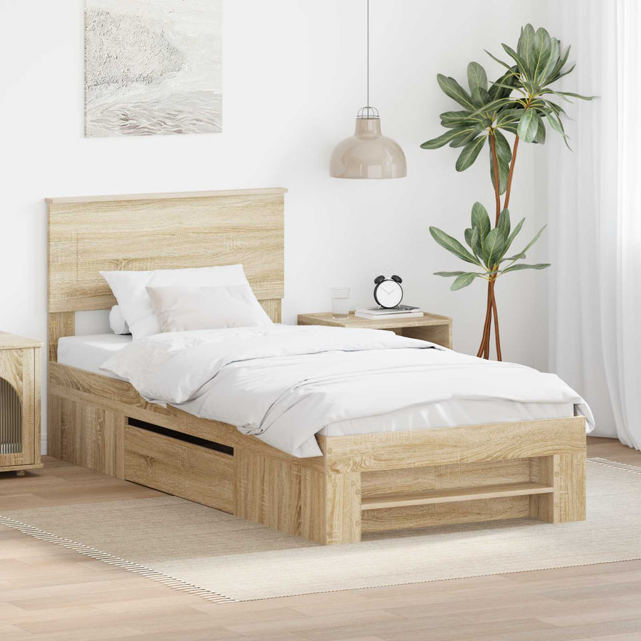 Bedframe met hoofdeinde Sonoma Eiken 80 x 200 cm Bewerkt hout