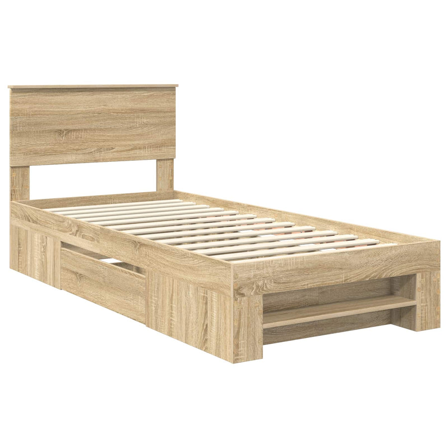 Bedframe met hoofdeinde Sonoma Eiken 80 x 200 cm Bewerkt hout