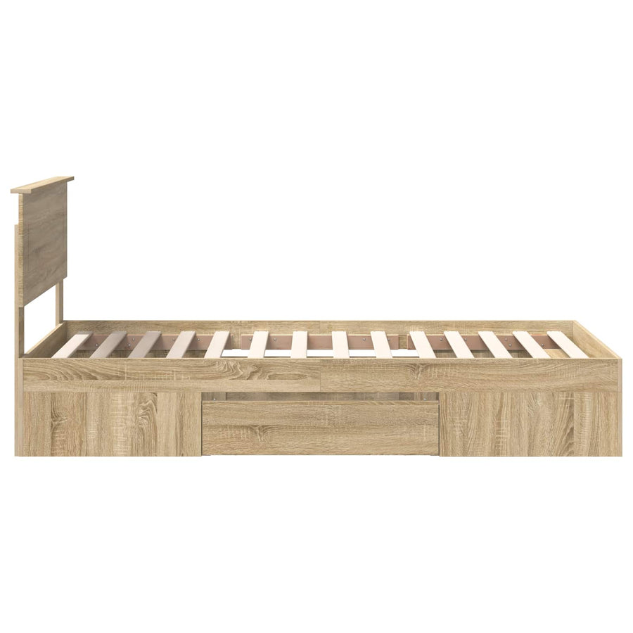 Bedframe met hoofdeinde Sonoma Eiken 80 x 200 cm Bewerkt hout