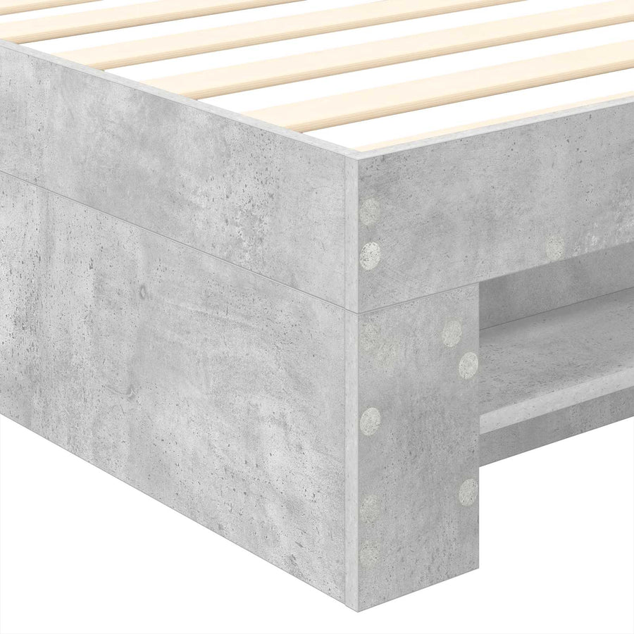 Bedframe met hoofdeinde Beton Grijs 80 x 200 cm Bewerkt hout